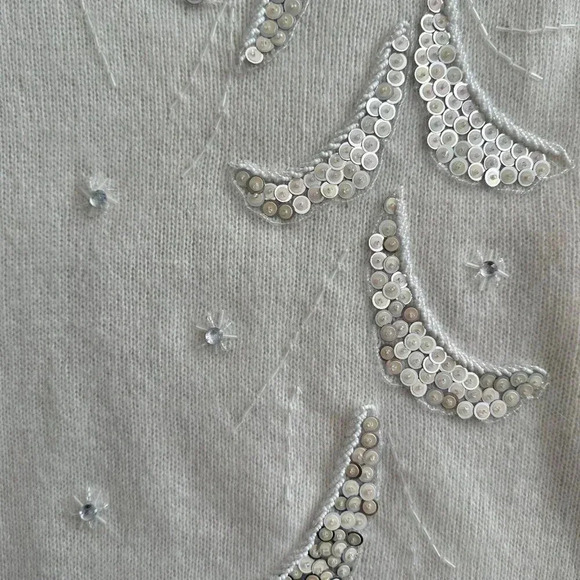 Embellished Cream Sweater - Crew Neck - Picture 10 of 14